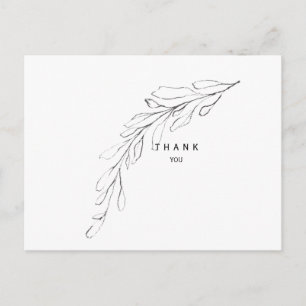 Simple Foliage Stem Funeral Thank You Name & Date Postcard