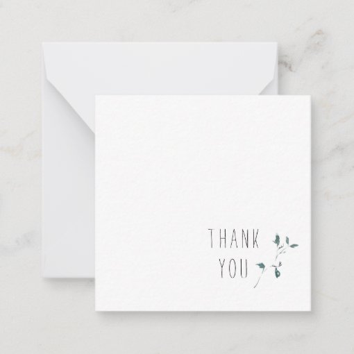 Simple Foliage Thank You Monogram Blank Note Card Zazzle