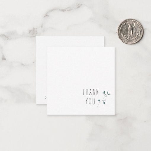 Simple Foliage Thank You Monogram Blank Note Card Zazzle