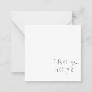 Simple Foliage Thank You Script Monogram Blank  Note Card