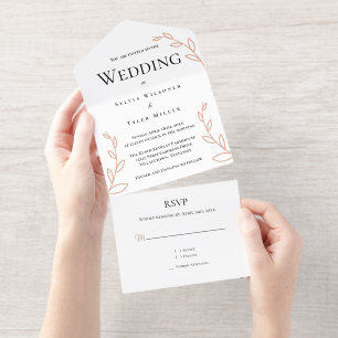 Simple Foliage Wedding All In One Invitation