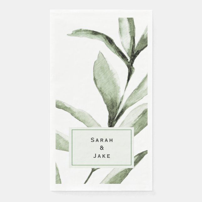 Simple Foliage Wedding Custom  Paper Guest Towels (Front)