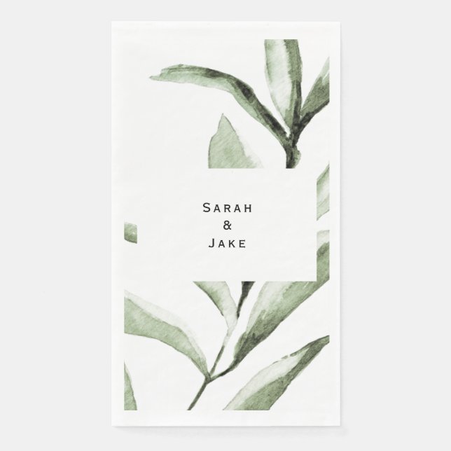 Simple Foliage Wedding Custom Paper Guest Towels (Front)