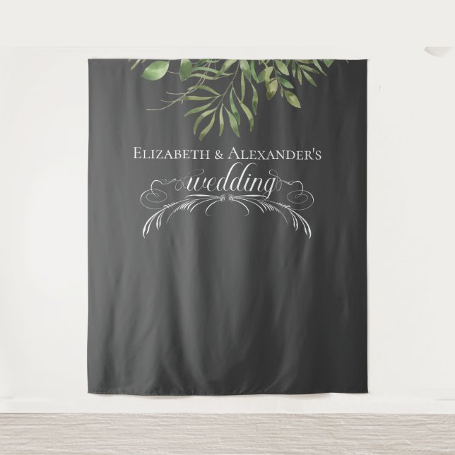 Simple Foliage Wedding Photo Backdrop (Front)