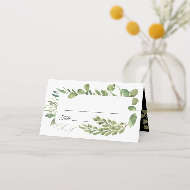 Simple Foliage Wedding Place Card (Front)
