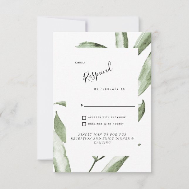 Simple Foliage Wedding RSVP Enclosure (Front)