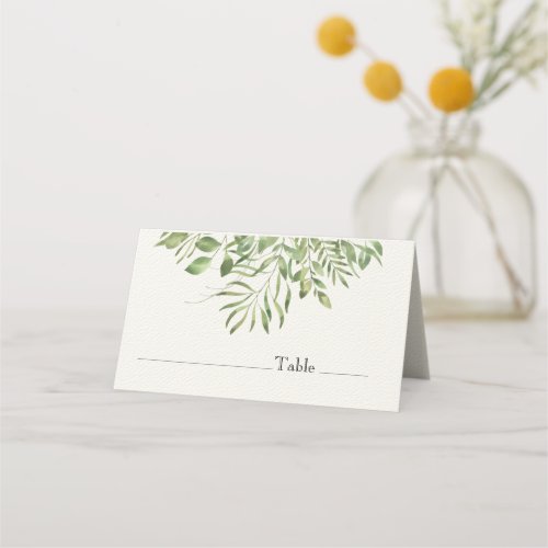 Simple Foliage  White   Greenery Wedding Design Place Card