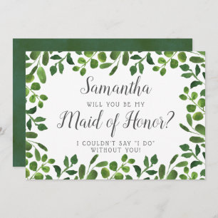 Simple Foliage Will You Be My Maid Of Honor? Invitation