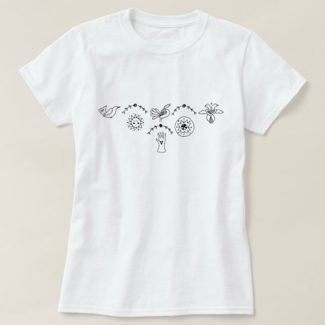 Simple Folk - Sarah Fielke Block of the Month 2018 T-Shirt (Design Front)