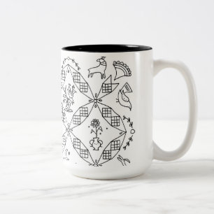 Simple Folk - Sarah Fielke Block of the Month 2018 Two-Tone Coffee Mug