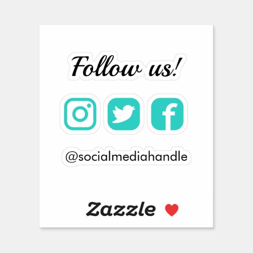 Simple Follow Us Turquoise Social Media Icons Sticker