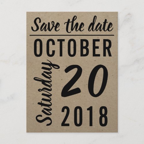 Simple Font Craft Paper Save the Date Announcement Postcard