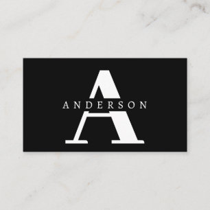 Simple Font Monogram Black Business Card