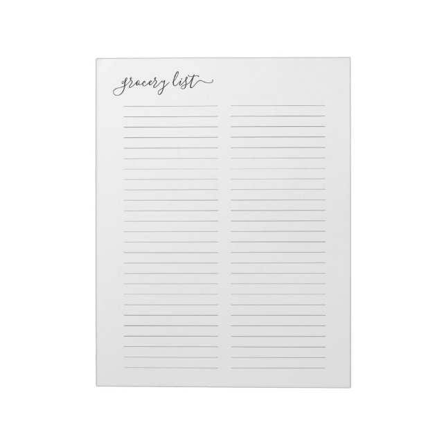 Simple Food / Shopping / Grocery List Notepad (Rotated)
