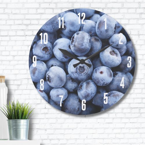 Simple Foodie Blueberry Pattern Large Clock