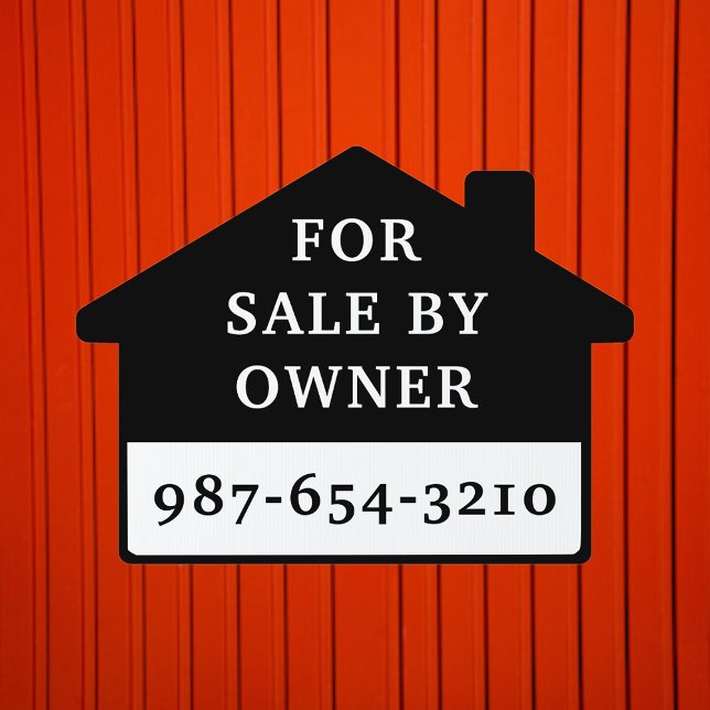 Simple For Sale By Owner Black White Yard Sign (Creator Uploaded)