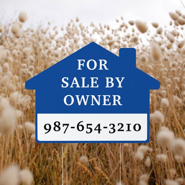Simple For Sale By Owner Blue White Yard Sign (Creator Uploaded)
