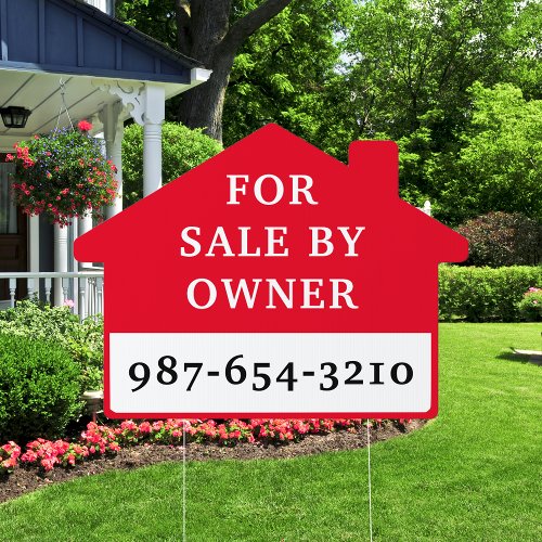 Simple For Sale By Owner Red White Yard Sign