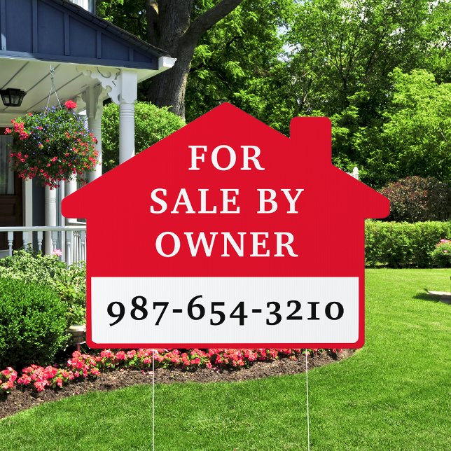 Simple For Sale By Owner Red White Yard Sign (Creator Uploaded)