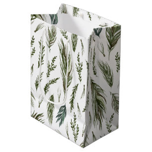 Simple Forest Botanicals Watercolor Christmas Medium Gift Bag