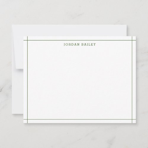 Simple Forest Green Geometric Modern Professional Note Card