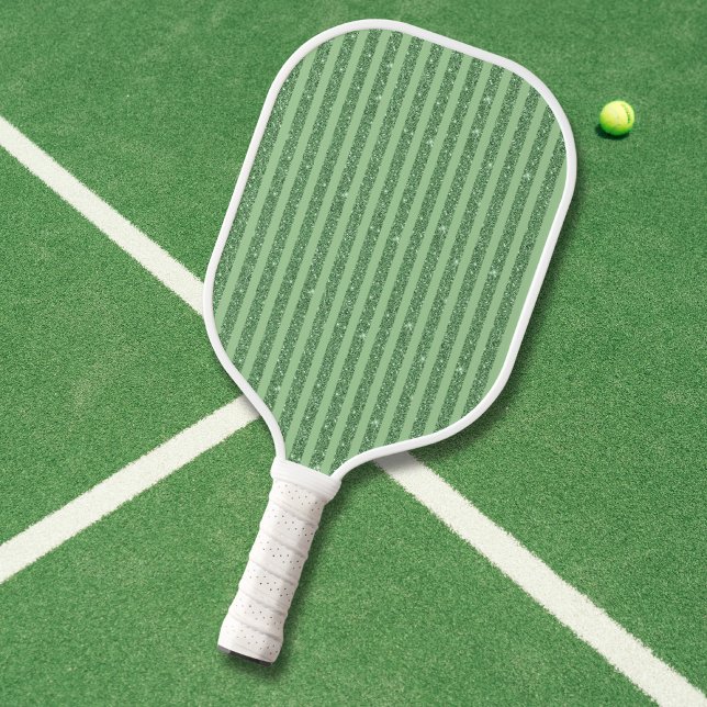 Simple Forest Green Glitter Style Vertical Stripes Carbon Fiber Pickleball Paddle (Creator Uploaded)