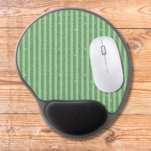 Simple Forest Green Glitter Style Vertical Stripes Gel Mouse Pad