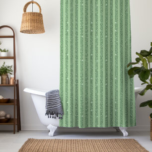 Simple Forest Green Glitter Style Vertical Stripes Shower Curtain