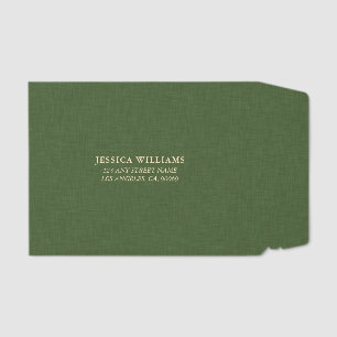 Simple Forest Green Linen Texture Image Envelope Mailers
