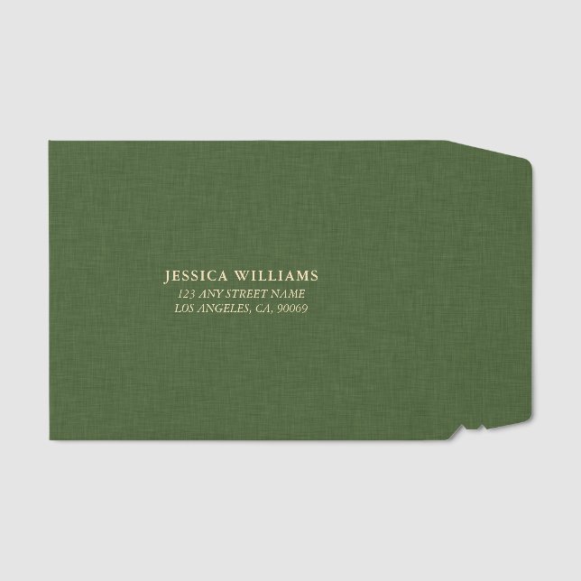 Simple Forest Green Linen Texture Image Envelope Mailers (Front)