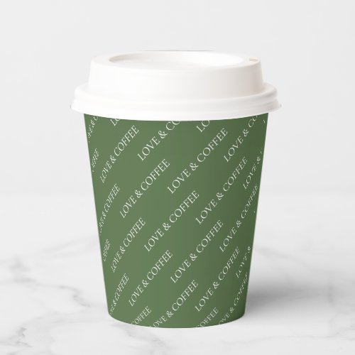 Simple Forest Green Minimal Custom Text Pattern Paper Cups