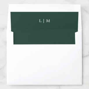 Simple Forest Green Monogram Elegant Wedding Envelope Liner