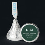 Simple Forest Green Monogram Elegant Wedding Hershey®'s Kisses®<br><div class="desc">Simple Wedding Favor Hershey's Kisses featuring an elegant and timeless design with your two letter monogram, names and wedding date. All design elements are in white over a forest green background and may be changed in the design editing tool. A clean and classic design perfect for a couple who wants...</div>