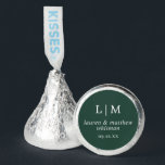 Simple Forest Green Monogram Elegant Wedding Hershey®'s Kisses®<br><div class="desc">Simple Wedding Favor Hershey's Kisses featuring an elegant and timeless design with your two letter monogram, names and wedding date. All design elements are in white over a forest green background and may be changed in the design editing tool. A clean and classic design perfect for a couple who wants...</div>