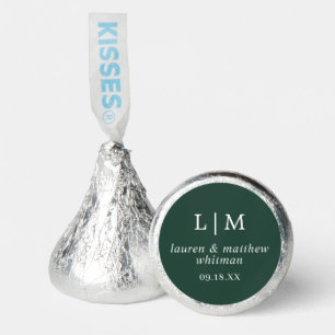 Simple Forest Green Monogram Elegant Wedding Hershey®'s Kisses®