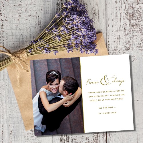 Simple Forever Always Photo Wedding Thank You Postcard