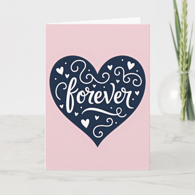 Simple Forever Heart Pattern Card (Front)