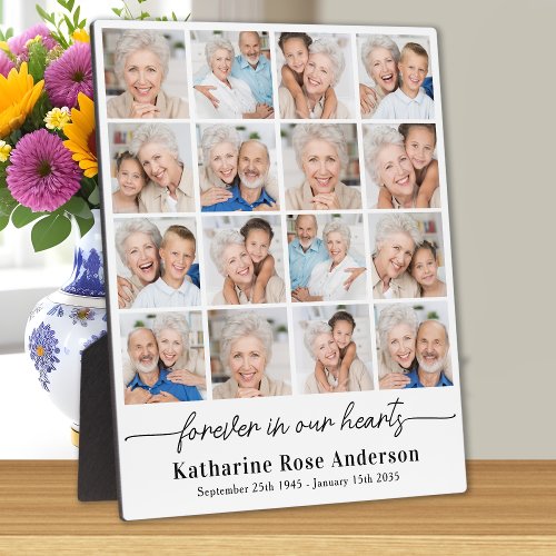 Simple Forever in our Hearts Multi Photo Memorial Plaque