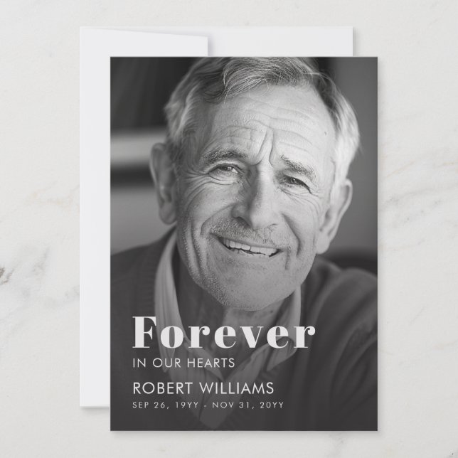 Simple Forever In Our Hearts Photo Funeral Program (Front)