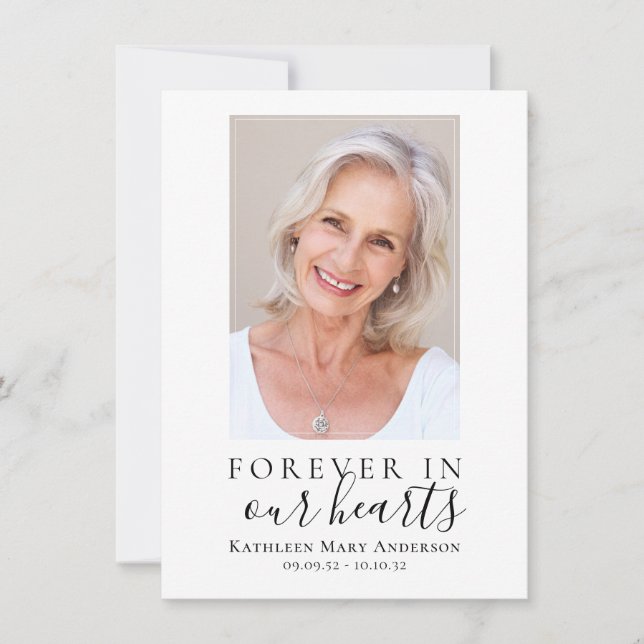 Simple Forever in Our Hearts Photo Sympathy  Thank You Card (Front)