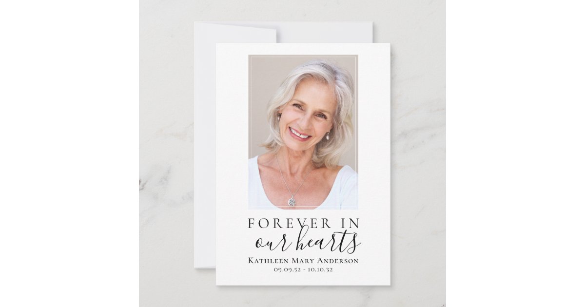 Simple Forever in Our Hearts Photo Sympathy Thank You Card | Zazzle
