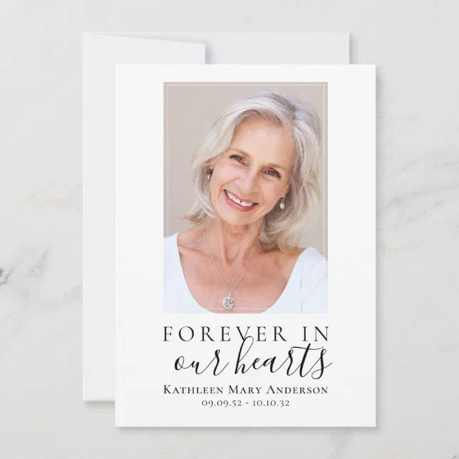 Simple Forever in Our Hearts Photo Sympathy Thank You Card | Zazzle