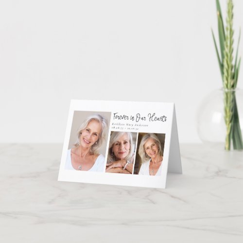 Simple Forever in Our Hearts Photos Sympathy Thank Thank You Card