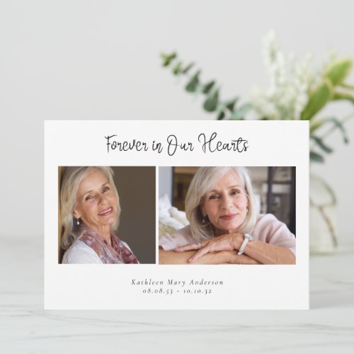 Simple Forever in Our Hearts Photos Sympathy  Thank You Card