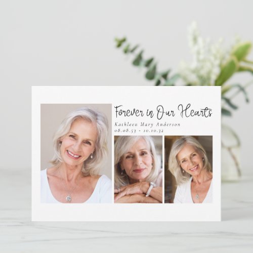 Simple Forever in Our Hearts Photos Sympathy Thank You Card