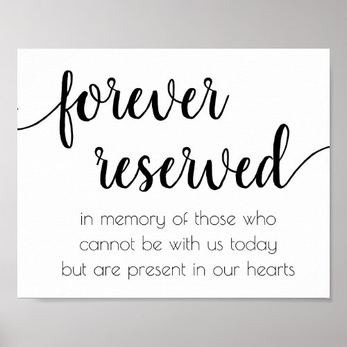 Simple Forever Reserved  Black Script Memorial Poster