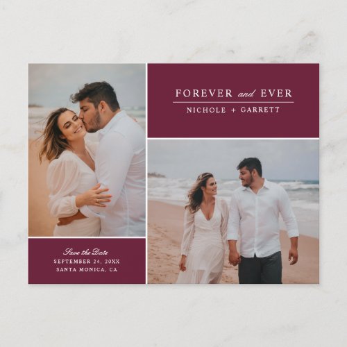 Simple Forever Two Photo Save the Date  Berry Announcement Postcard