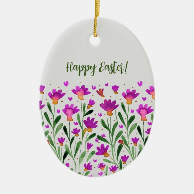 Simple forget me not flowers Easter Ceramic Ornament (Front)
