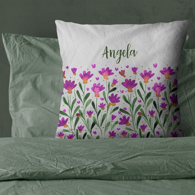 Simple forget me not flowers Name Throw Pillow (Creator Uploaded)