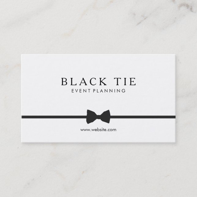 Simple Formal Black Tie Event Planner Business Card (Front)